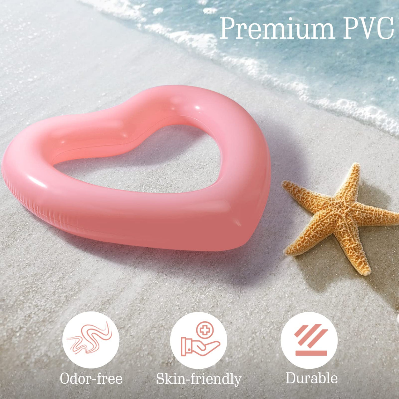 HeySplash Pool Floats, Adult Size Heart Inflatable Pool Floatie for Bachelorette Party, Swim Tube Rings, River Lake Beach Floaty, Wedding Bride Valentine Decor, Fun Toy Raft Lounge, Rose Gold
