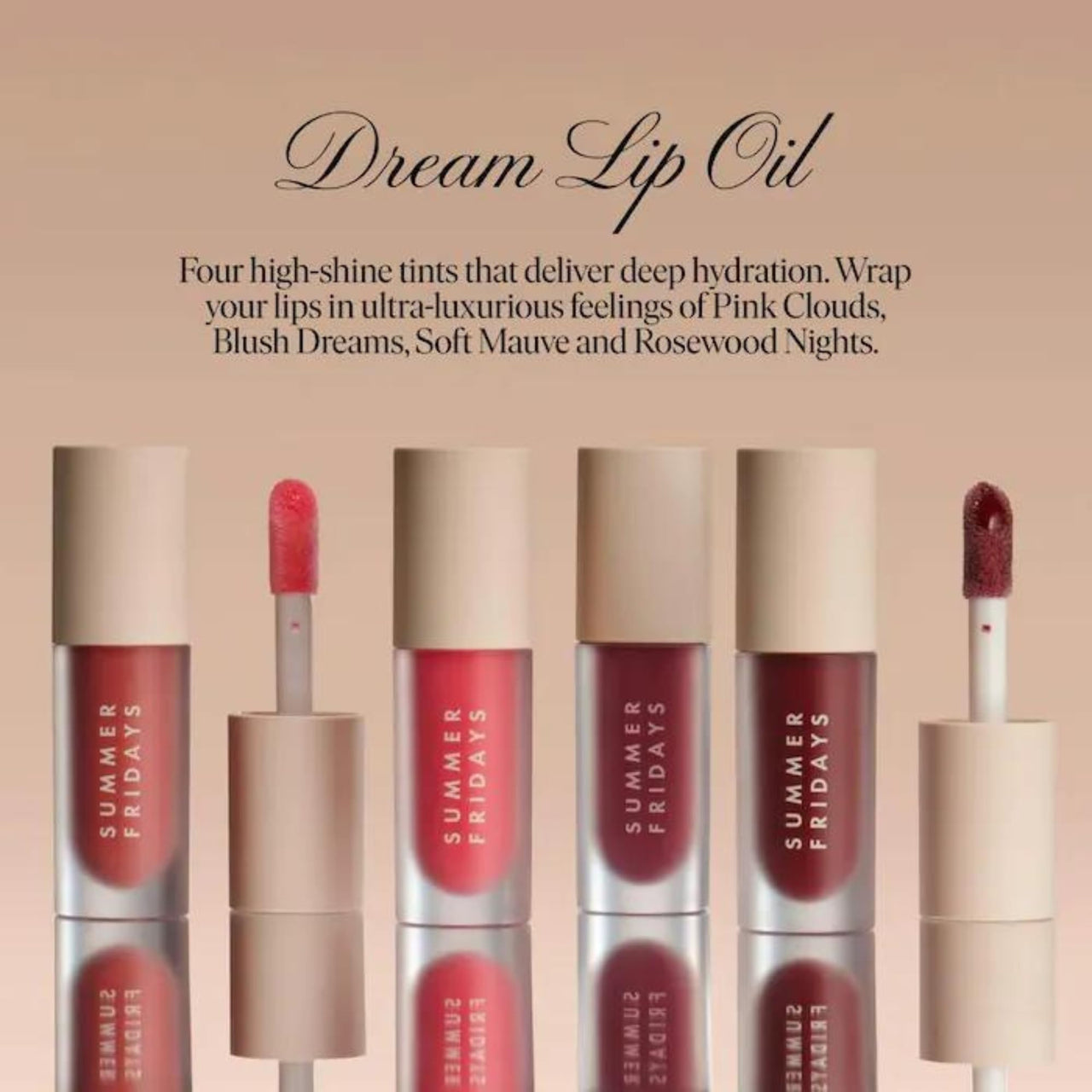 Summer Fridays Dream Lip Oil - Hydrating Tinted Lip Gloss Oil - Non-Sticky Formula with Skincare Benefits for Long-Lasting Softness + Shine - Effortless Beauty Gifts - Blush Dreams (0.15 Oz)