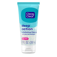 Thumbnail for Clean & Clear Deep Action Exfoliating Facial Cleanser, Scrub & Face Wash, Pro-Vitamin B5, Lactic & Glycolic Acids, Oil-Free Gentle Daily Exfoliator for Soft, Smooth, Hydrated Skin, Vegan, 7 Fl Oz Tube