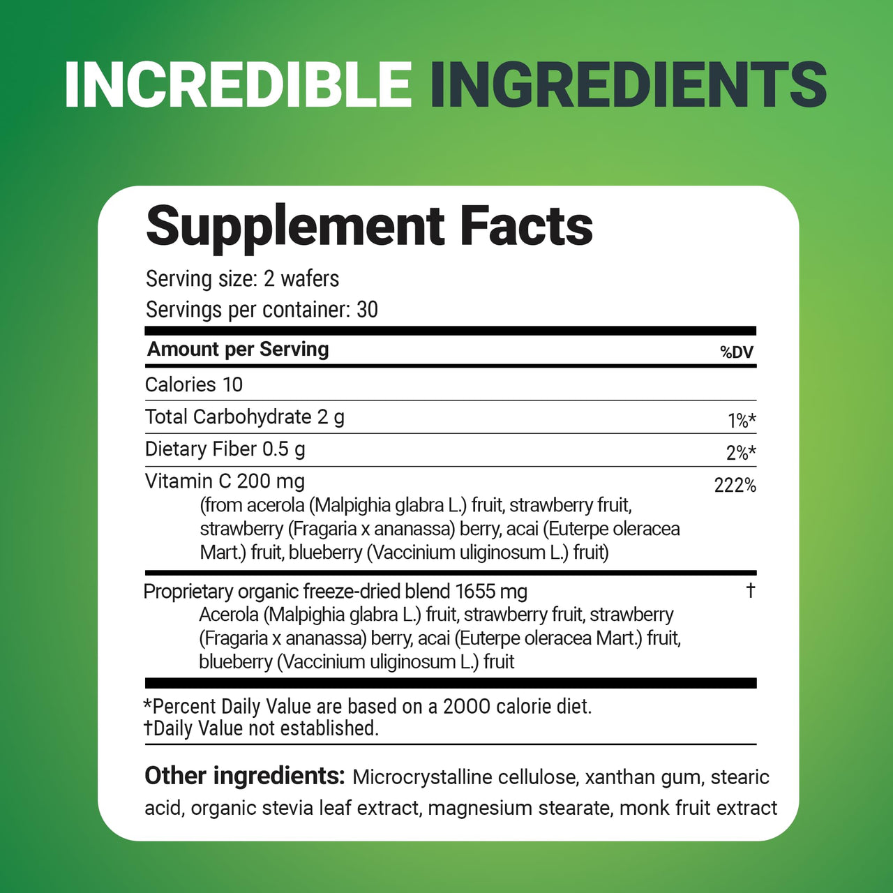 Dr. Berg Chewable Vitamin C Complex - Made with Organic, Non-GMO Berries - 60 Delicious Wafers