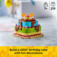 Thumbnail for LEGO Birthday Party Cake - Building Toy for Boys & Girls, Ages 7+ - Birthday Decoration with 10 Candle Accessories - Craft for Kids - 40815