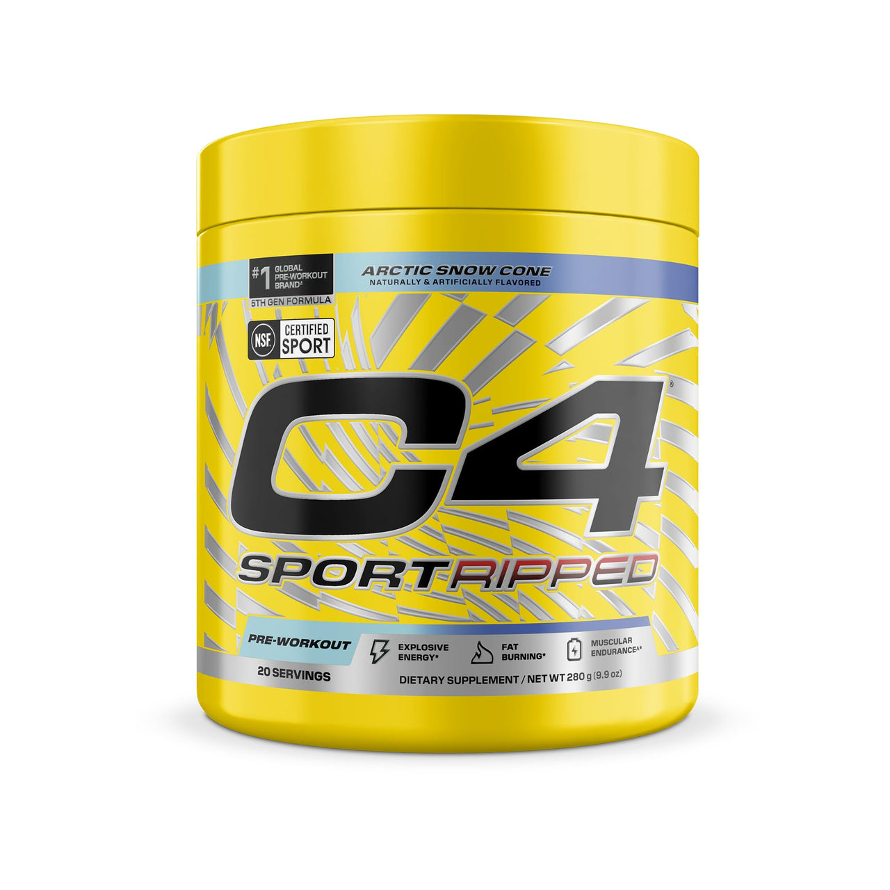 C4 Sport Ripped Pre Workout Powder, 200mg Caffeine, 20 Servings