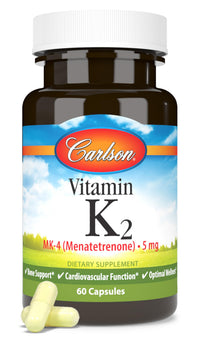 Thumbnail for Carlson - Vitamin K2, MK-4 (Menatetrenone), Vitamin K Supplement, Bone & Heart Health, K2 Vitamin, Soy-free, 60 capsules