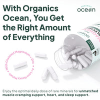 Thumbnail for Organics Ocean Pure Magnesium Glycinate with Zinc - Maximum Strength Chelated Magnesium Supplement for Women and Men for Muscle Cramps and Sleep Support - 90 Capsule