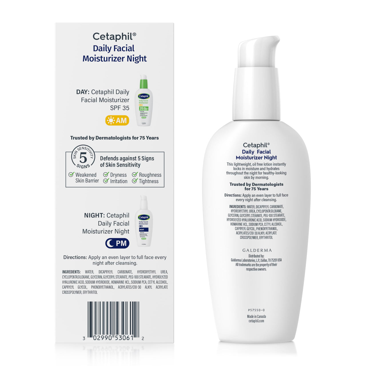 Cetaphil Night Moisturizer for Face, Hydrating Facial Moisturizer with Hyaluronic Acid, For All Skin Types, Lightweight and Non-Comedogenic, Dermatologist Recommended for Sensitive Skin, 3oz