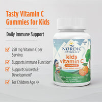 Thumbnail for Nordic Naturals Kids Vitamin C Gummies - Tangy Tangerine - 60 Gummies - Vegan Vitamin C Supplement - Children’s Immunity and Antioxidant Support - 250 mg per Serving - 30 Servings