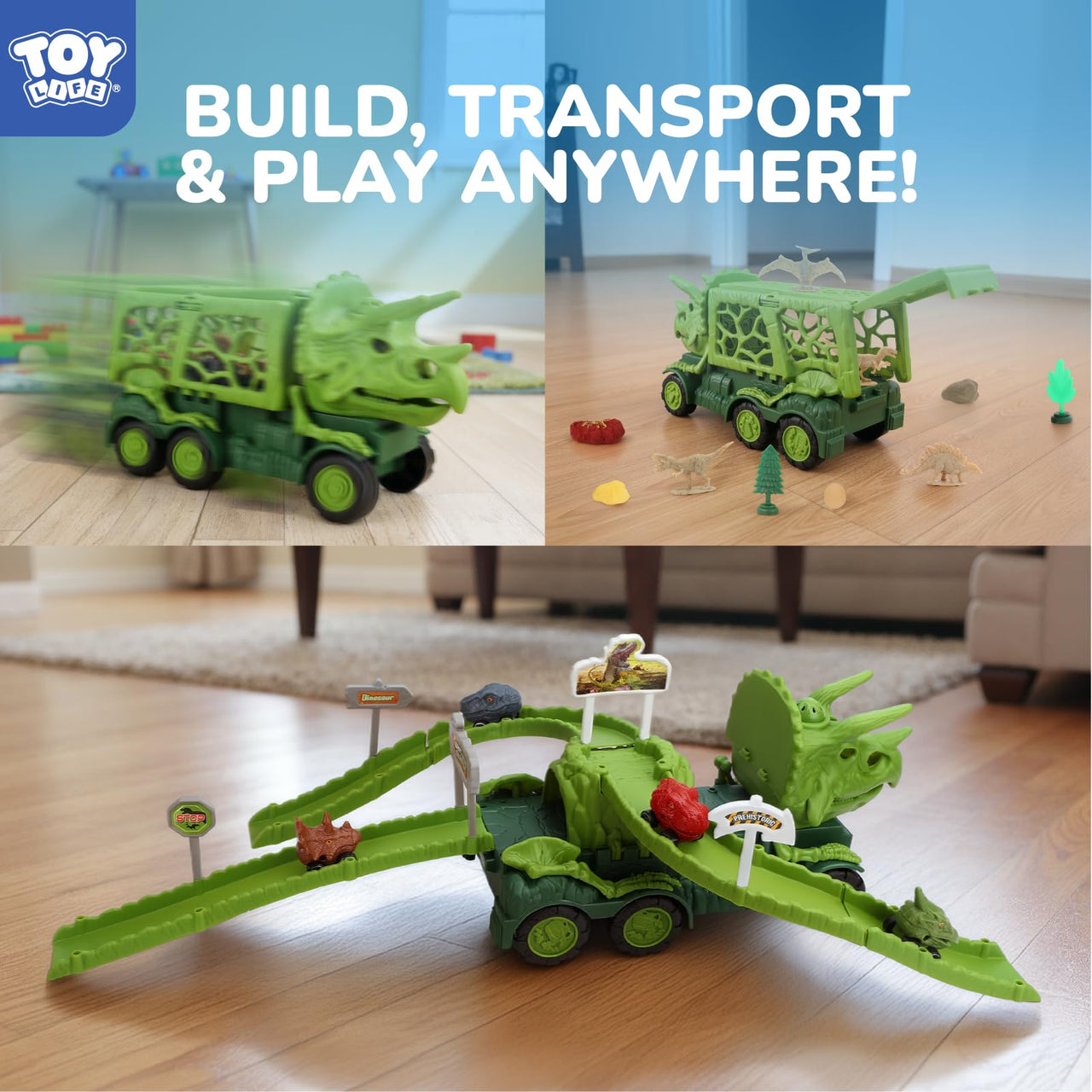TOY Life Dinosaur Transport Truck Playset, 57 Pieces, Ages 3+