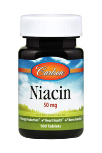 Thumbnail for Carlson - Niacin, 50 mg, Supports Cholesterol Metabolism, Energy Production, Heart Health, Nerve Function, 100 Tablets