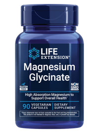 Thumbnail for Life Extension Magnesium Glycinate, Heart Health, Bone Health, Nerve and Muscle Support, Highly absorbable, Gluten-Free, Non-GMO, Vegetarian, 90 Capsules