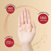 Thumbnail for NatureBell Vitamin D3 50,000 IU with Vitamin K2-180 Softgels - High-Potency Bone & Immune Support* - Easy Absorption with Coconut Oil - Non-GMO & Gluten-Free