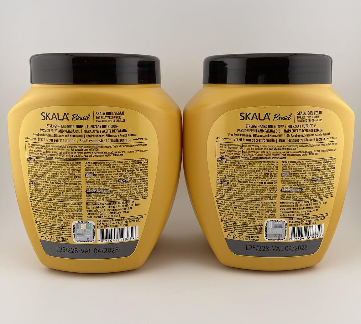 SKALA Maracuja Passion Fruit - Vegan, Cruelty-Free, Silicone, Sulfate & Paraben Free - Brazilian Moisturizing & Nourishing Formula for Curls 2 Pack (1000g each)