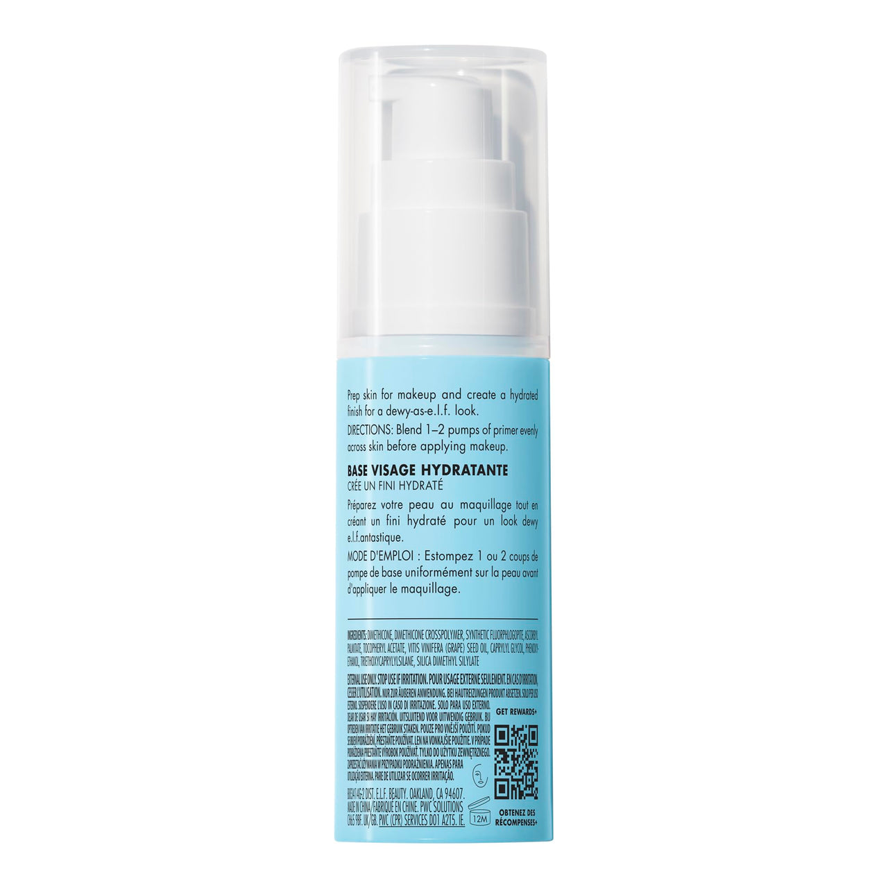 e.l.f. Hydrating Face Primer, Makeup Primer For Flawless, Smooth Skin & Long-Lasting Makeup, Fills In Pores & Fine Lines, Vegan & Cruelty-free, Large