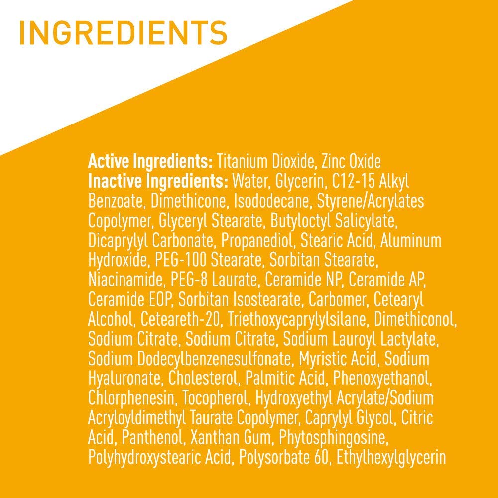 CeraVe 100% Mineral Sunscreen SPF 50, Face sunscreen With Zinc Oxide & Titanium Dioxide, Hyaluronic Acid + Niacinamide + Ceramides, Oil Free, Travel Size 2.5 oz