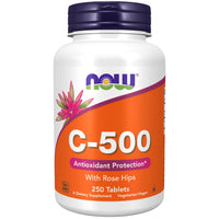 Thumbnail for NOW Supplements, Vitamin C-500 with Rose Hips, Antioxidant Protection*, 250 Tablets
