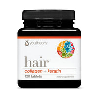 Thumbnail for Youtheory Hair Collagen + Keratin - Advanced Collagen & Keratin Supplement - Supports Hair Growth & Nail Health - Aids Anti-Aging - 120 Tablets (20-Day Supply)