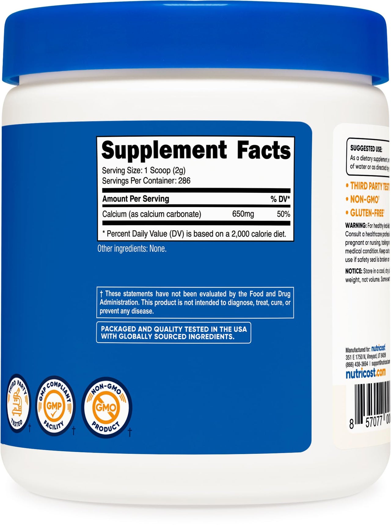 Nutricost Calcium Carbonate Powder 500 Grams
