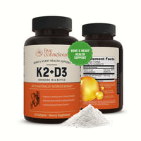 Thumbnail for Live Conscious Vitamin K2 MK7 with D3 Supplement | Bone & Heart Health Support - Patented Vitamin K & Vitamin D3 5000 IU - 60 Softgels