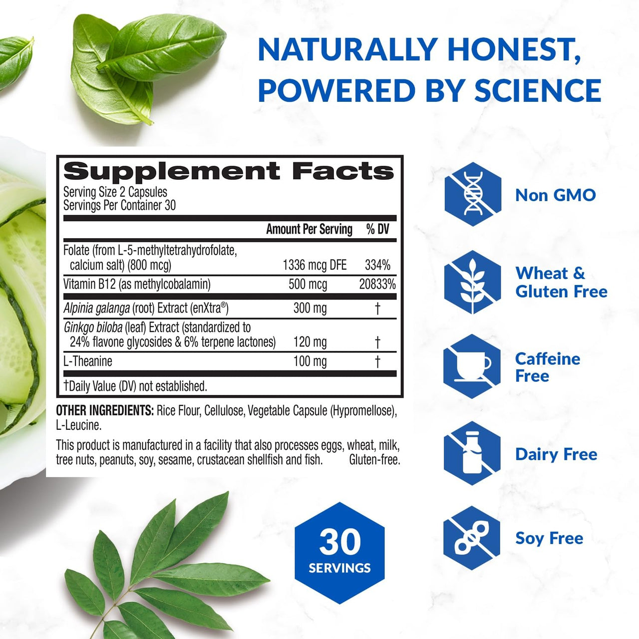 BioTrust Brain Bright - Daily Nootropic Boost for Focus, Concentration, Mental Clarity - Caffeine Free Nootropics Brain Support Supplement - Thai Ginger, Ginkgo, Folate, L-Theanine - 30 Servings