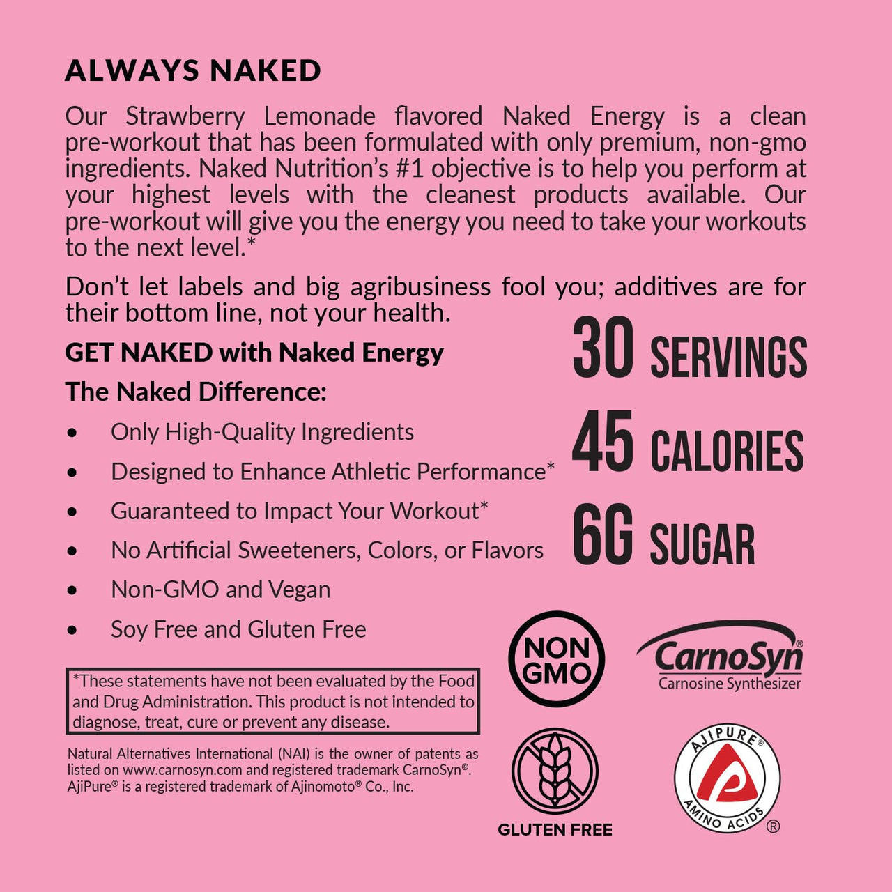 NAKED Vanilla Whey Isolate Protein Powder (24 Servings) Strawberry Lemonade Energy Pre Workout (30 Servings) – Grass-Fed; Non-GMO; Gluten Free; Soy Free; Vegan Friendly
