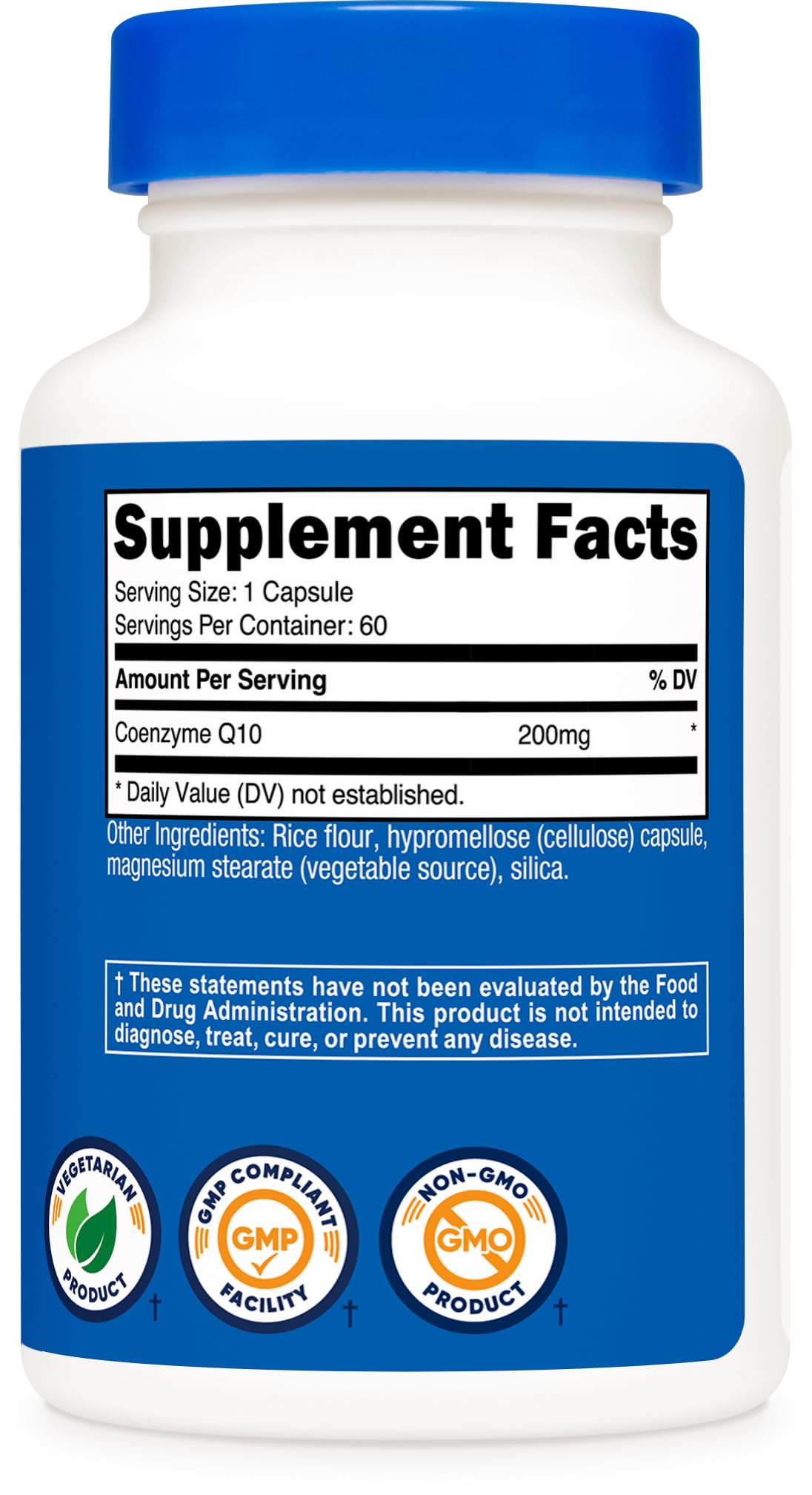 Nutricost CoQ10 200mg, 60 Vegetarian Capsules, 60 Servings - High Absorption, Vegetarian, Non-GMO, Coenzyme Q10