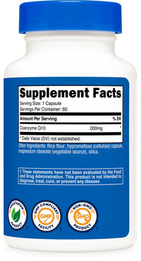 Thumbnail for Nutricost CoQ10 200mg, 60 Vegetarian Capsules, 60 Servings - High Absorption, Vegetarian, Non-GMO, Coenzyme Q10