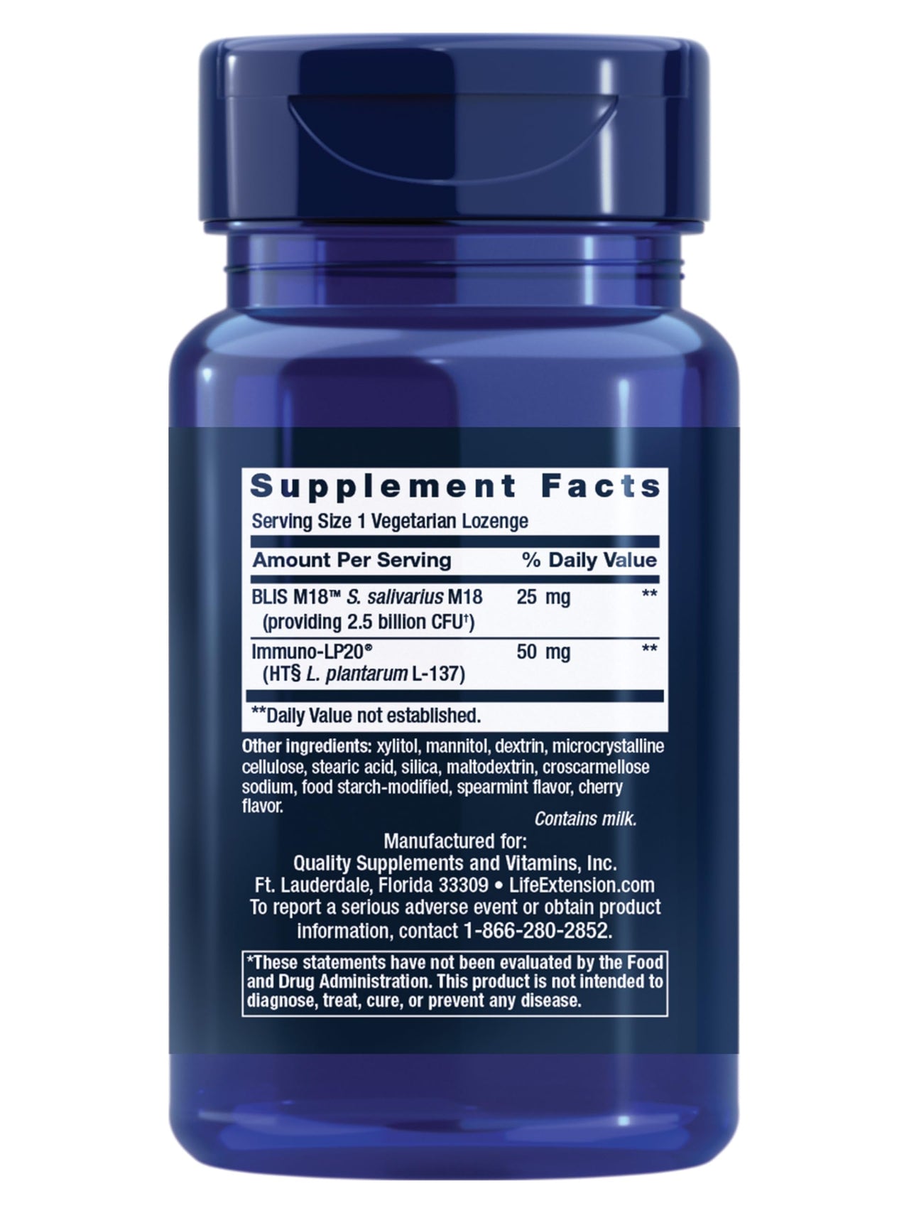 Life Extension FLORASSIST® Probiotic Oral Hygiene, Oral probiotic for Teeth and Gums, pH Levels, Dental Hygiene, Immune Support, BLIS M18™, Once Daily, Gluten Free, Vegetarian, 30 lozenges