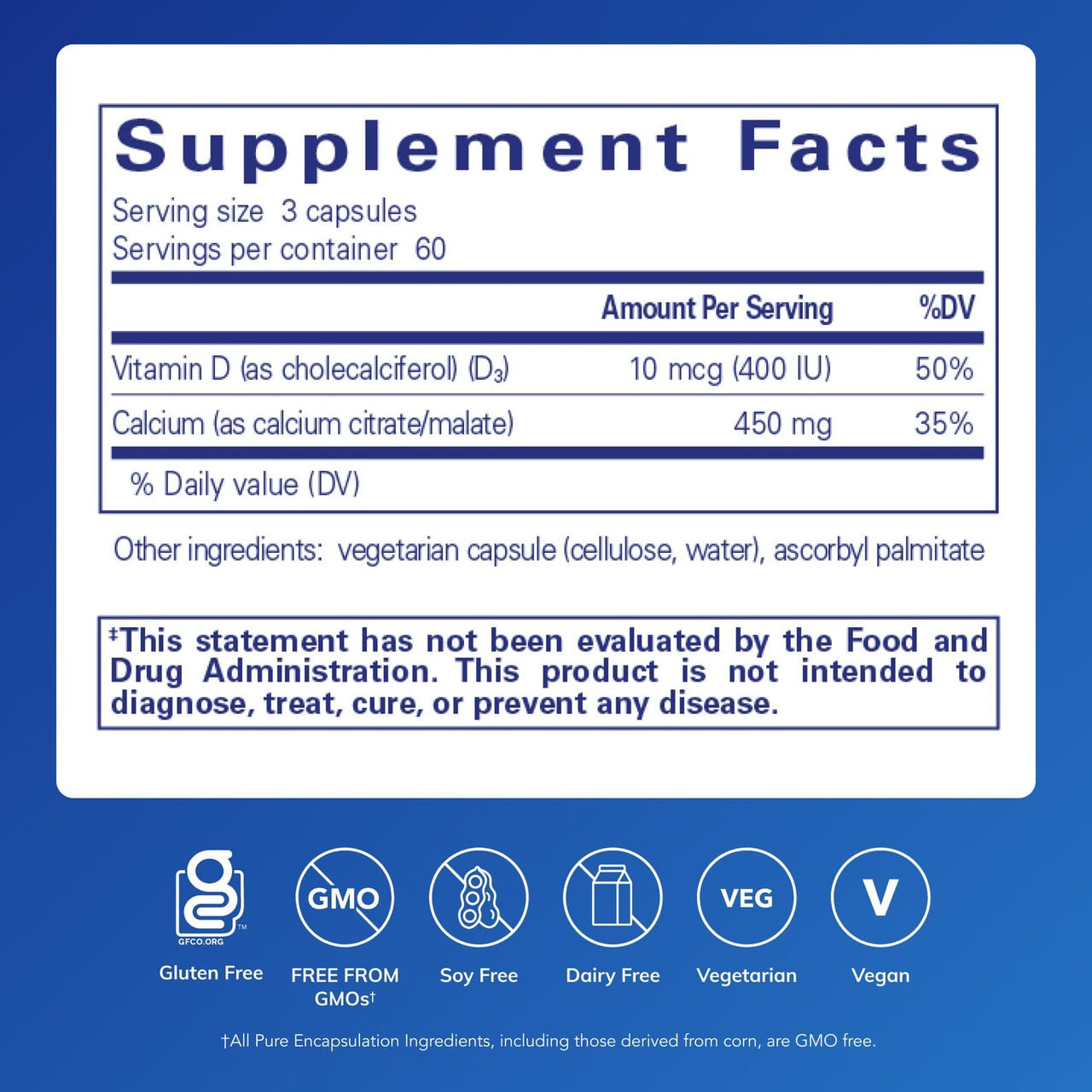 Pure Encapsulations Calcium with Vitamin D3 | Dietary Supplement to Support Bone, Colon, and Cardiovascular Health* | 180 Capsules