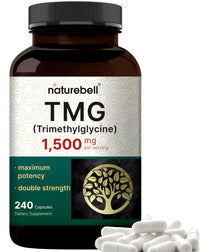 Thumbnail for NatureBell TMG Supplements 1,500mg, 240 Capsules | Max Strength Betaine Anhydrous Trimethylglycine – Supports Healthy Homocysteine Balance, Heart & Liver Health – Non-GMO, Gluten Free