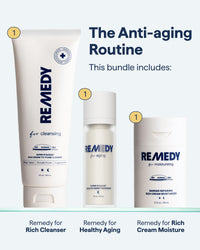 Thumbnail for Remedy The Anti-Aging Routine | Complete 3-Step System | Rich Cream Cleanser, Moisture Cream & Retinol Night Treatment | Ceramides, Niacinamide, Peptides | Created by Dermatologist Dr. Shah | Vegan
