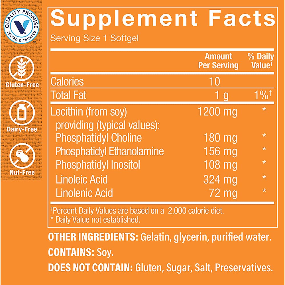 The Vitamin Shoppe Lecithin 1200mg Natural Combination Essential Fatty (180 Softgels)