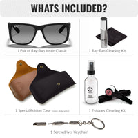 Thumbnail for Ray-Ban RB4165 JUSTIN Classic Polarized Square Shape Sunglasses With Eyewear Kit Bundle - High Bridge Fit - Ideal Formal and Casual Wear Square Sunglasses