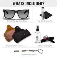 Thumbnail for Ray-Ban RB4165 JUSTIN CLASSIC POLARIZED Square Shaped Sunglasses for Men & Women – Includes Official Rayban Eyewear Kit – Ideal Formal & Casual Wear Sunglasses – Light Grey Lens