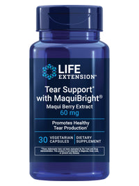Thumbnail for Life Extension Tear Support with MaquiBright®, 60 mg, Maqui Berry Extract for Dry Eyes, Supports Eye Health, Encourages Tear Production, Gluten-Free, Non-GMO, 1 Daily, Vegetarian, 30 Capsules