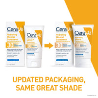 Thumbnail for CeraVe Hydrating Mineral Sunscreen SPF 30 with Sheer Tint, Tinted Mineral Sunscreen with Zinc Oxide & Titanium Dioxide, Blends Seamlessly For Healthy Glow, Medium, 1.7 Fluid Ounce