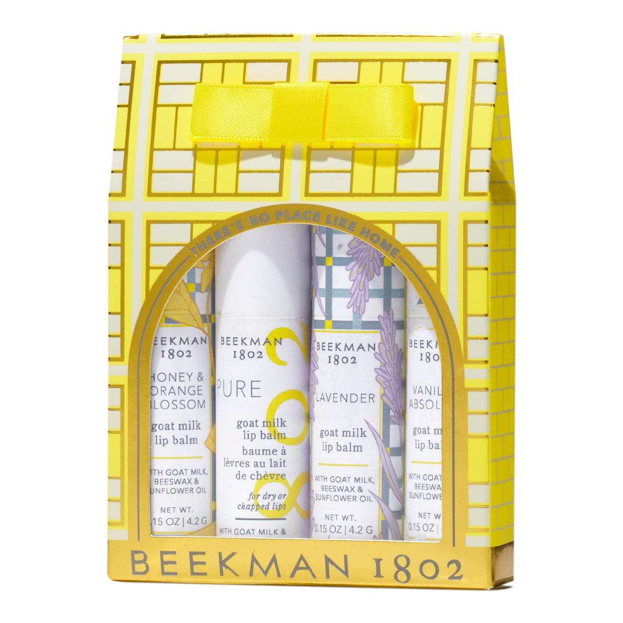 Beekman 1802 4-Piece Lip Balm Gift Set - Set of 4-0.15 oz - Scented - Hydrates, Softens & Repairs - With Goat Milk, Beeswax & Sunflower - Good for Sensitive Skin - Cruelty Free