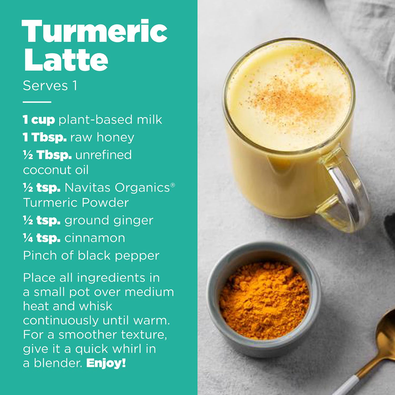 Navitas Organics Turmeric Powder – for Smoothies, Golden Milk, Curries & More – Natural Curcumin – Anti-inflammatory – USDA Organic, Non GMO, Kosher Gluten Free, Vegan (8oz. Bag, 45 Servings)