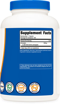Thumbnail for Nutricost Bromelain Capsules (240 Capsules) - 550 MG Per Serving, Vegan, Non-GMO, GMP Compliant
