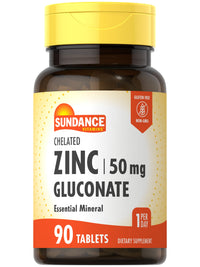 Thumbnail for Sundance Zinc Supplement 50mg | 90 Tablets | Chelated Essential Mineral | Vegetarian, Non-GMO, and Gluten Free