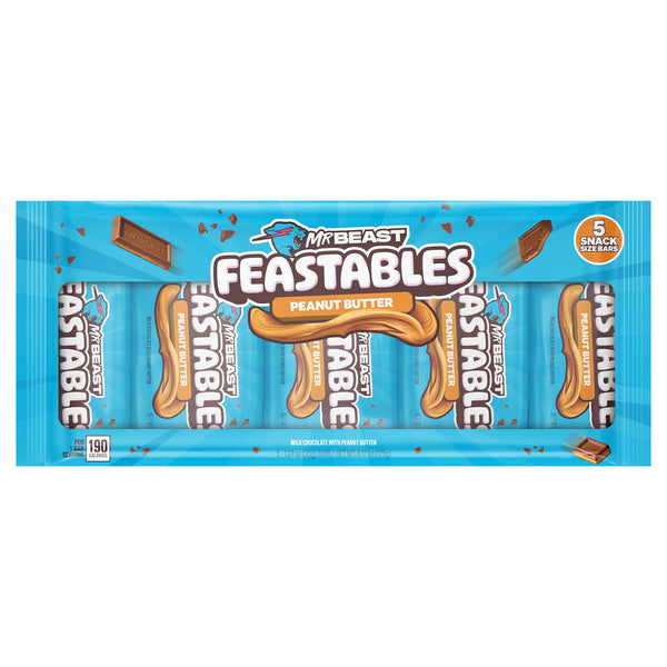 Feastables Peanut Butter Milk Chocolate Bar, 1.24 oz (35g), 5 Count