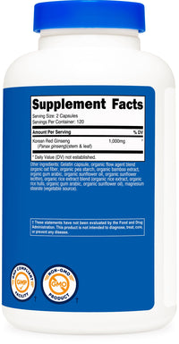 Thumbnail for Nutricost Korean Ginseng 1000mg Serving, 240 Capsules - 500mg Per Capsule, 120 Servings - Korean Panax Red Ginseng - Gluten Free & Non-GMO