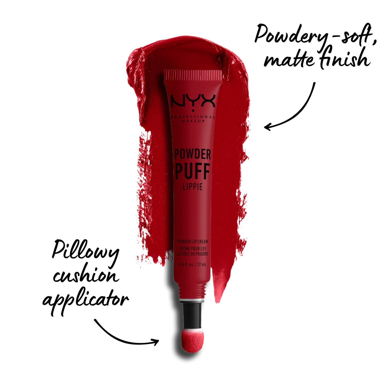 NYX PROFESSIONAL MAKEUP Powder Puff Lippie Lip Cream, Liquid Lipstick - Group Love (True Red)
