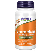 Thumbnail for NOW Foods Supplements, Bromelain (Natural Proteolytic Enzyme) 2,400 GDU/g - 500 mg, Natural Proteolytic Enzyme*, 60 Veg Capsules
