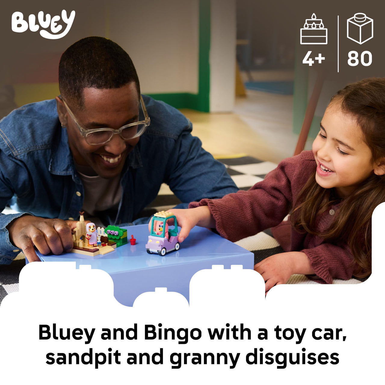 LEGO Bluey Grannies with Bingo and Bluey - Building Toy for Girls & Boys, Ages 4+ - Toddler Car & Playset with 2 Characters - Gift for Birthdays - 11216