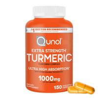 Thumbnail for Qunol Turmeric Curcumin Supplement, 1000mg with Ultra High Absorption, for Joint Support, Extra Strength Capsules, 150 Count