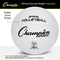 Thumbnail for Champion Sports Rubber Volleyball, Official Size, for Indoor and Outdoor Use - Durable, Regulation Volleyballs for Beginners, Competitive, Recreational Play - Premium Volleyball - White, VR4, 1 Set