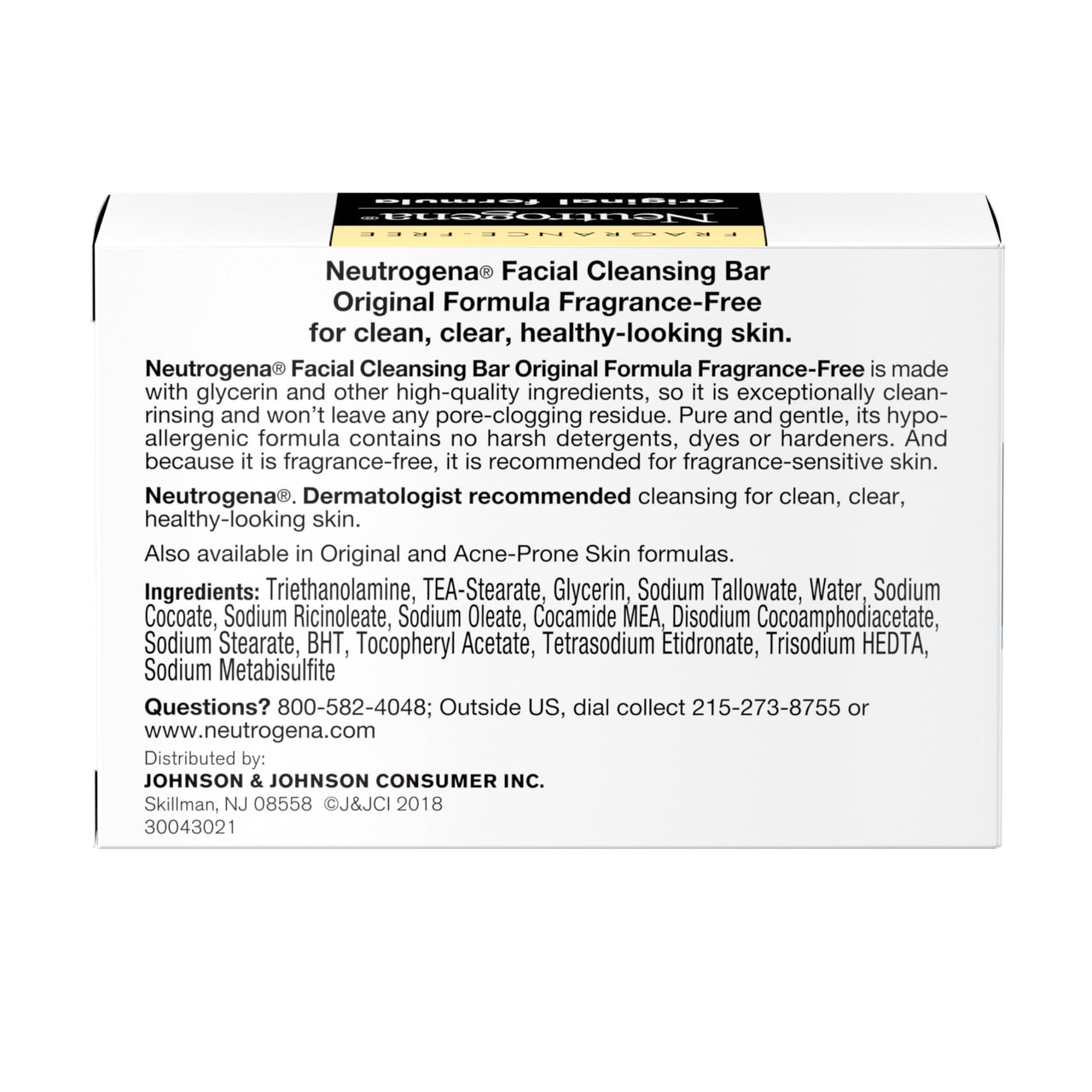 Neutrogena Original Transparent Facial Cleansing Bar, Fragrance-Free Glycerin Face Wash Bar Soap for Gentle Daily Cleansing, Hypoallergenic & Dye-Free Pure Facial Soap, 3.5 oz