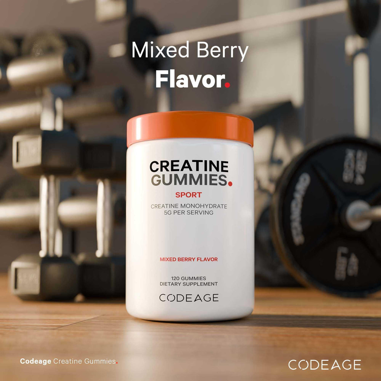 Codeage Creatine Monohydrate Gummies Supplement - 5000mg Creatine - AstraGin Panax & Astralagus - Sport Gummy - Mixed Berry Flavor - Kettlebell Shape Vitamins - Vegan - Non-GMO - 120 Gummies