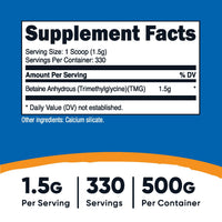 Thumbnail for Nutricost Betaine Anhydrous Trimethylglycine (TMG) Powder 500 Grams