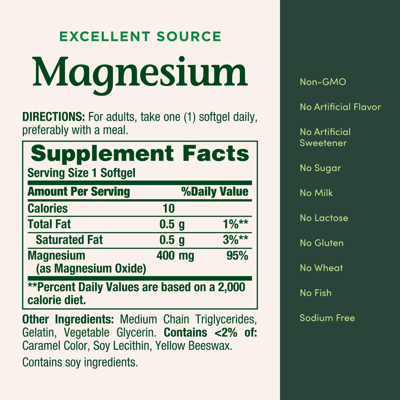 Nature's Bounty Magnesium 400 mg Softgel, Whole Body Support, Magnesium Supplements for Men and Women, Heart, Nerve & Bone Health, 75 Softgels (Pack of 1)
