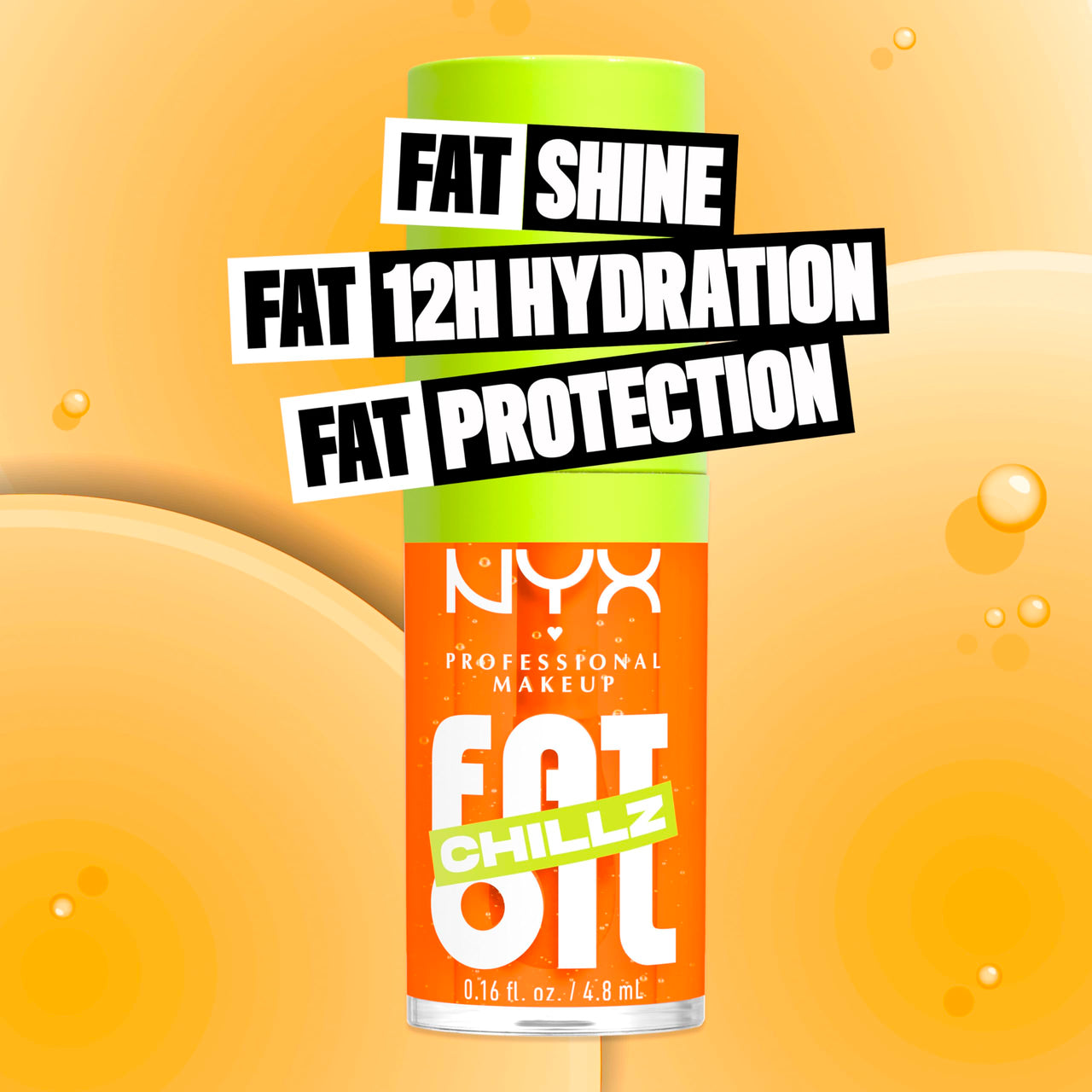 NYX PROFESSIONAL MAKEUP Fat Oil Chillz, Moisturizing, Shiny and Vegan Tinted Lip Gloss - Citrus Chiller (Sheer Orange)